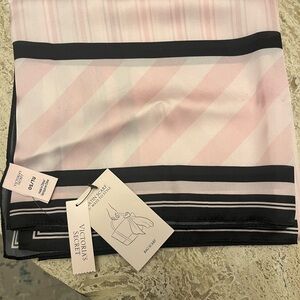 Victoria's Secret Pink and Black Satin Striped Scarf
